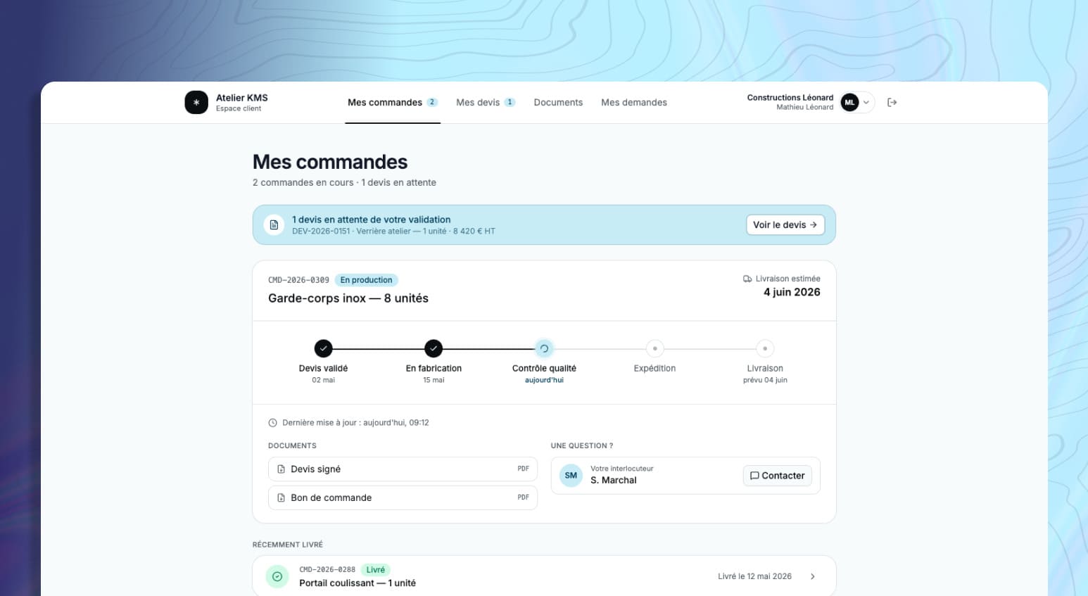 Aperçu d'un portail client et fournisseur